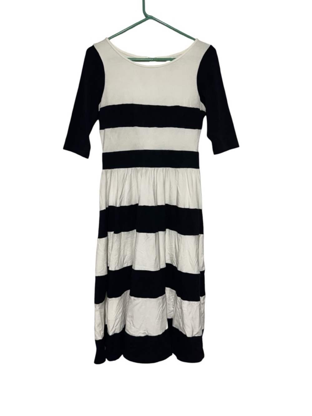 Dainty Jewells Striped Midi Dress Women Size Small Black White Bold Modest